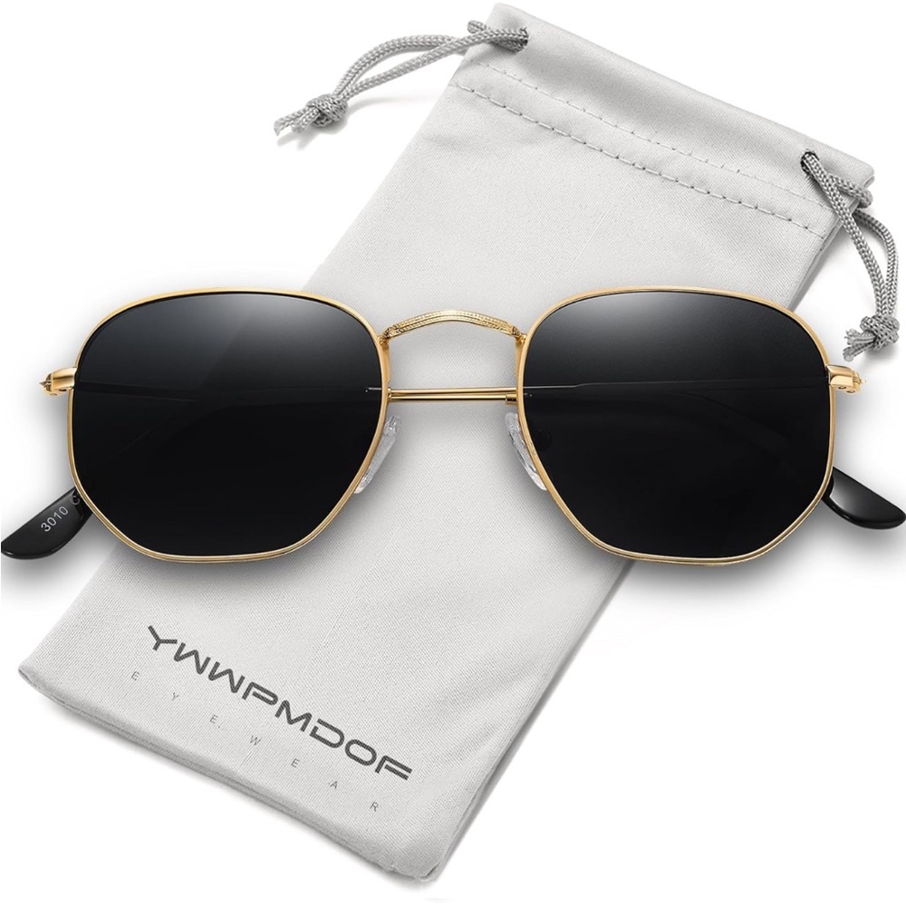Polarized Sunglasses for Womens Men Trendy Square Hexagonal Flat Sun Glasses